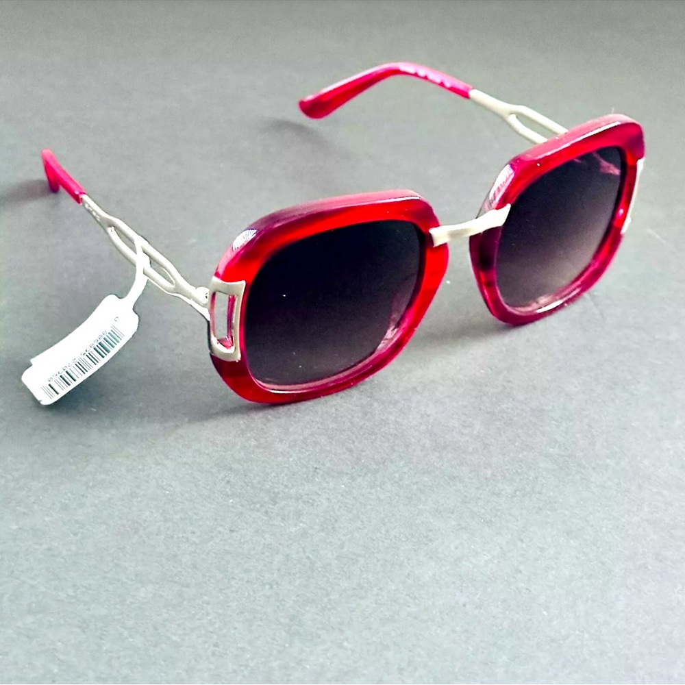 NWT Italy Etro Women Sunglasses Oversize Square 53MM Red Metal Plastic 100% UV